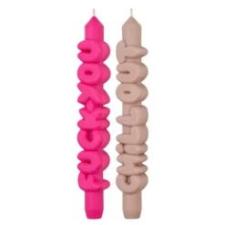 3D kronelys 23 cm 2 stk BOLD rosa/krem