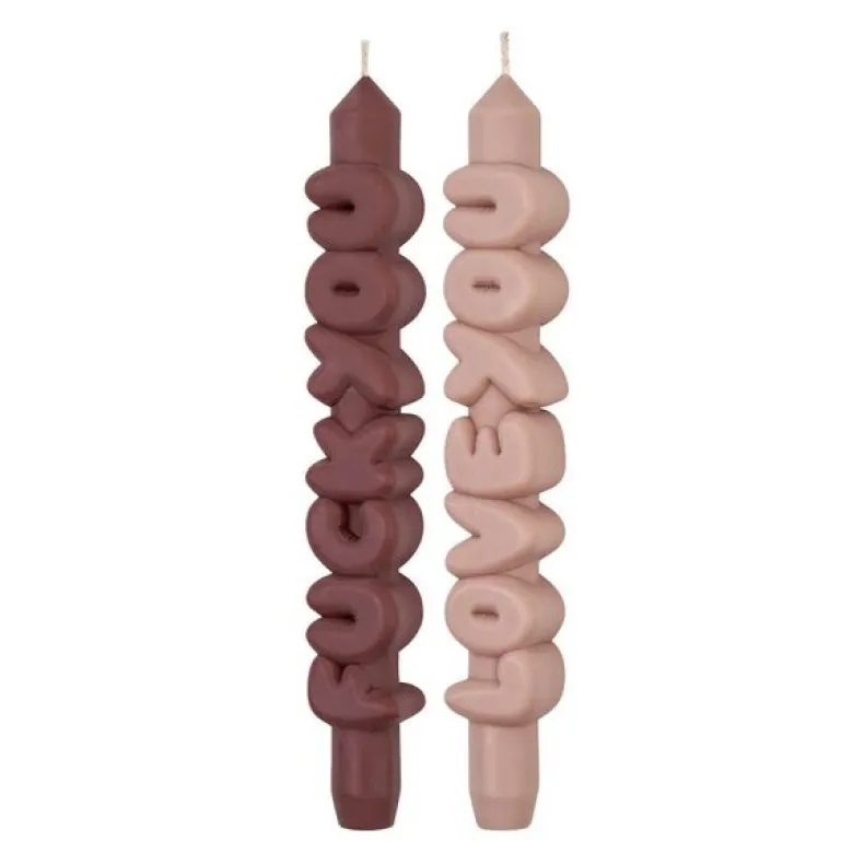 3D kronelys 23 cm 2 stk CONFROTATIONAL mocha/krem