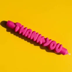 3D kronelys 23 cm THANK YOU rosa