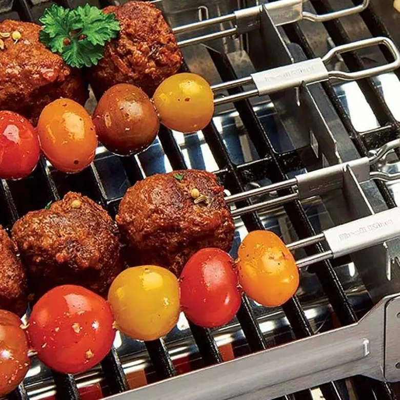 Doble grillspyd 30 cm 4 stk rustfritt stål