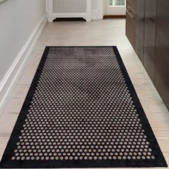 Dot gulvmatte 200x90 cm svart/sand