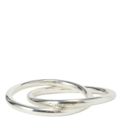Double-Ring serviettring messing 4 cm sølv