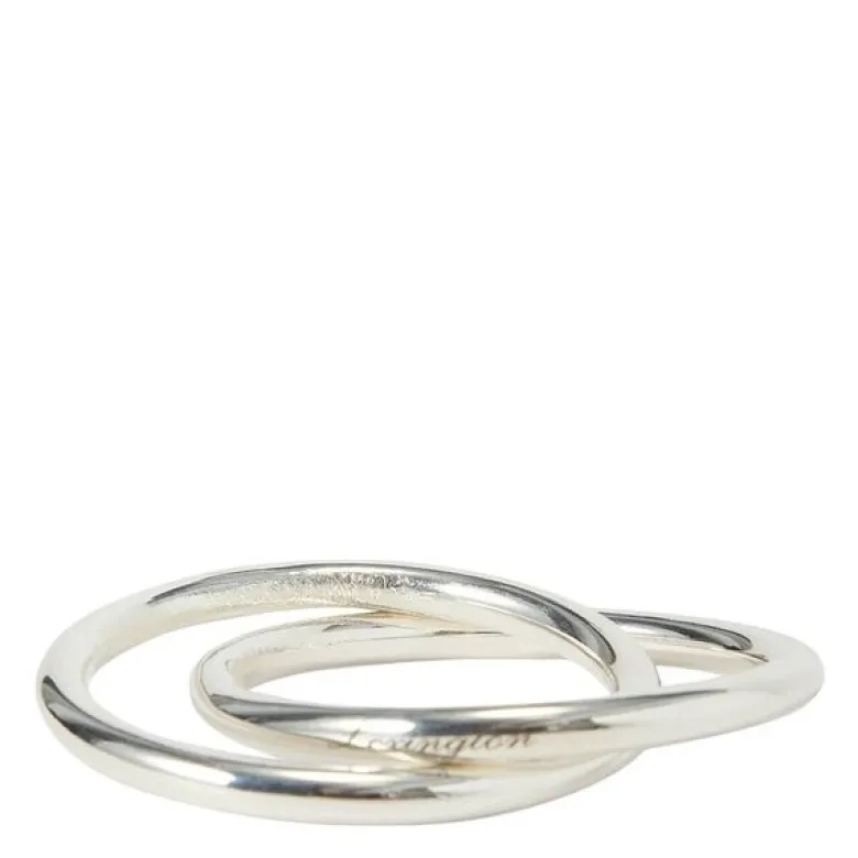 Double-Ring serviettring messing 4 cm sølv