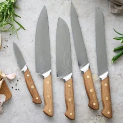 Douron brødkniv 33 cm damaskusstål/eik