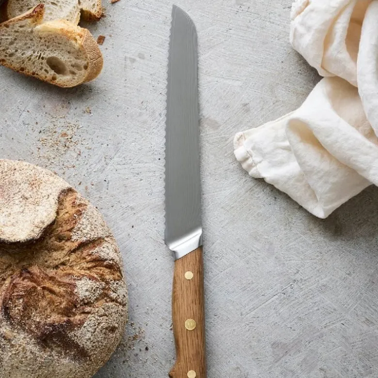 Douron brødkniv 33 cm damaskusstål/eik