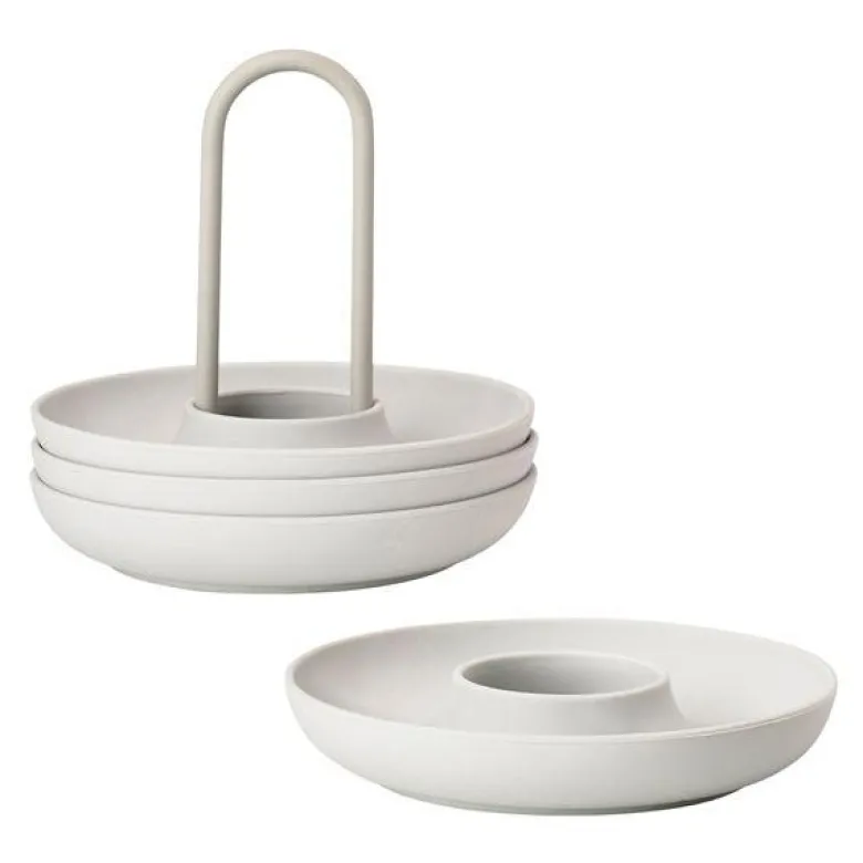 Eggeglass m/holder 4 stk grå