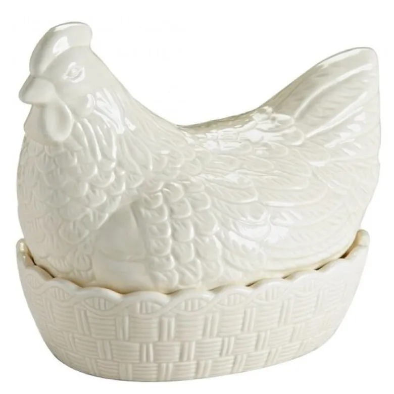 Eggoppbevaring høne 23,4 cm krem