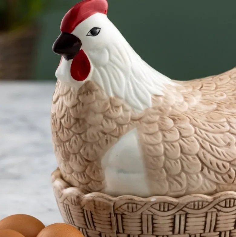 Eggoppbevaring høne 23,4 cm natur