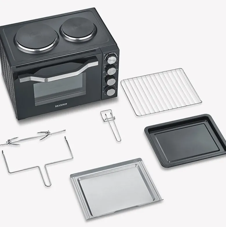 Elektrisk ovn med 2 plater TO2074 30L 2500W svart