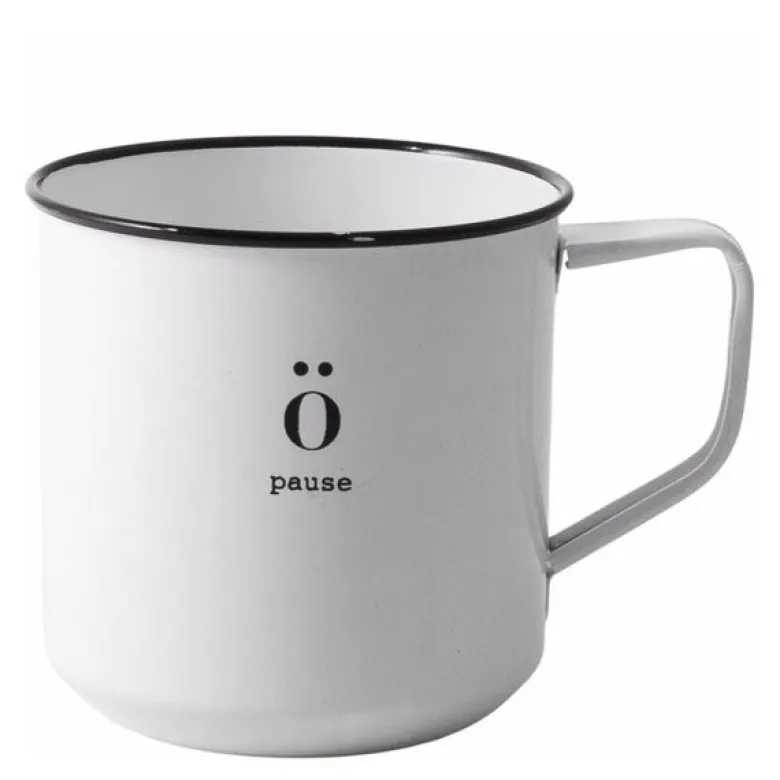Emalje kopp Pause 35 cl hvit