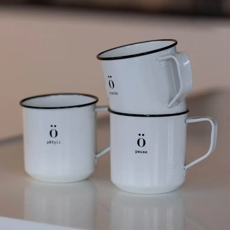 Emalje kopp Utsikt 35 cl hvit