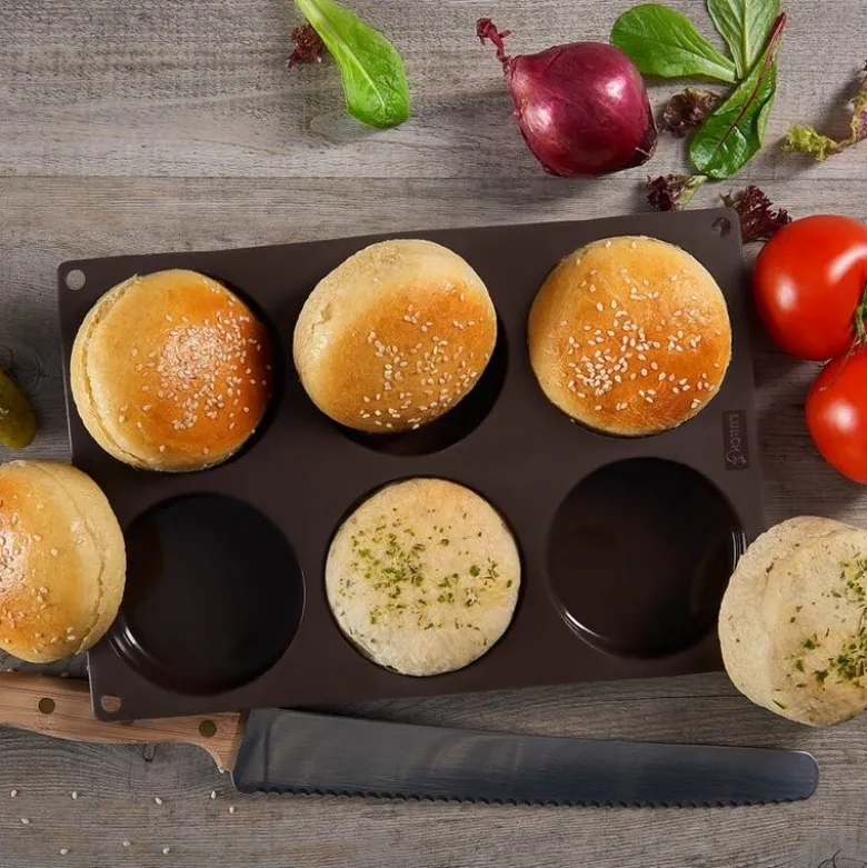 Flexiform BurgerBun bakeform til 6 stk hamburgerbrød à 8,5 cm