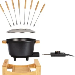 Fonduesett med 8 pinner 173025 1,5L svart/bambus