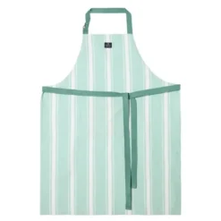 Forkle lin/bomull 80x105 cm grønn/hvit stripete