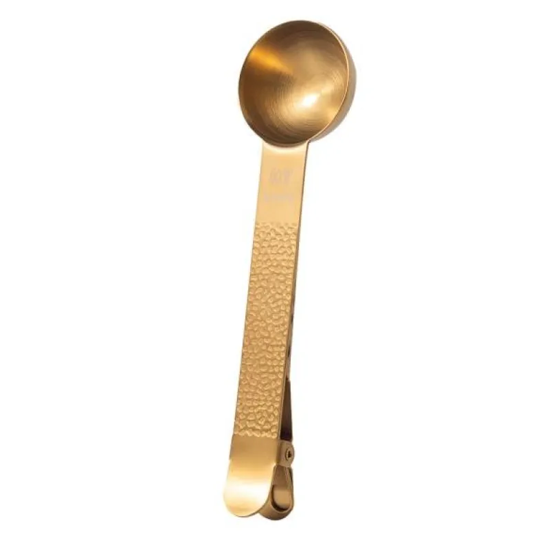 Frost kaffeskje med klemme messing