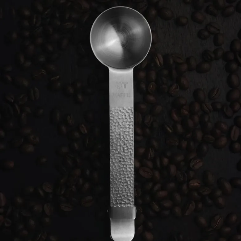 Frost kaffeskje med klemme sølv