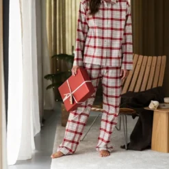 Gabriel flanell pyjamas dame str M rød