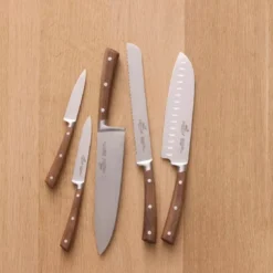 Gemini knivsett 5 deler stål/valnøtt