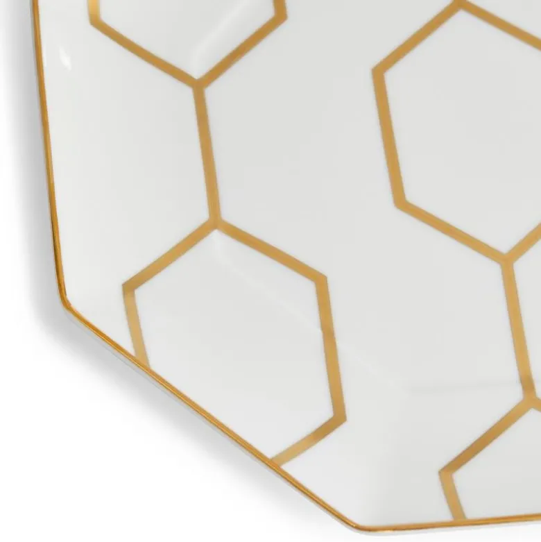 Gio Gold tallerken åttekantet 23 cm hvit