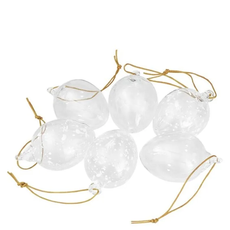 Glassegg 6 stk 6 cm klarglas/hvit