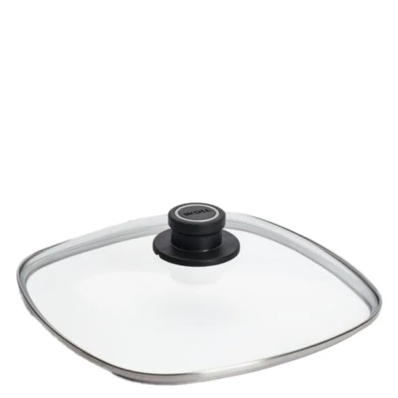 Glass Lid grytelokk firkantet 26 cm m/ventil klart glass
