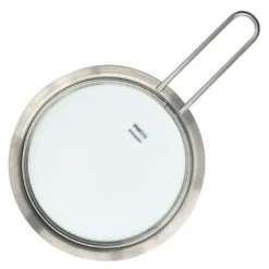Glasslokk 16 cm børstet stål