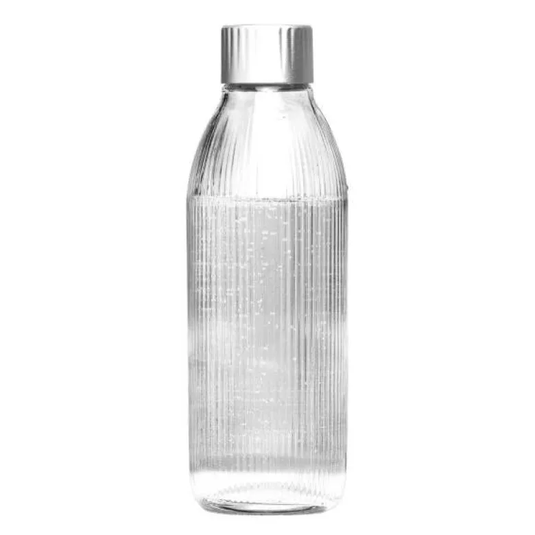 Glassy glassflaske 1L sølv