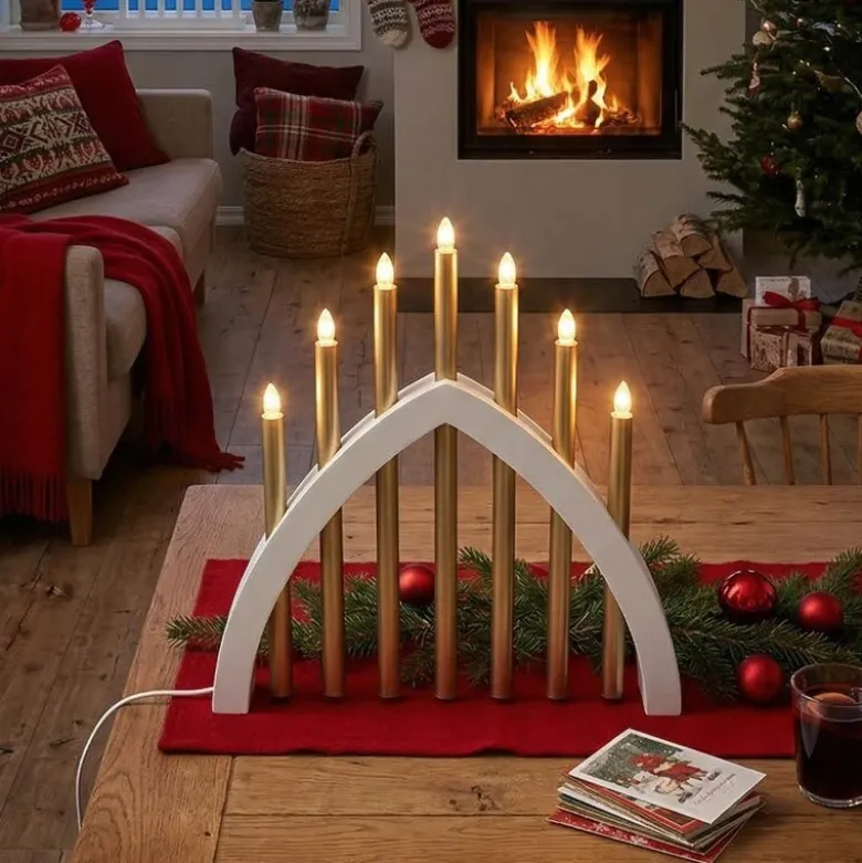 Gotland adventsstake 45 cm hvit/matt messing