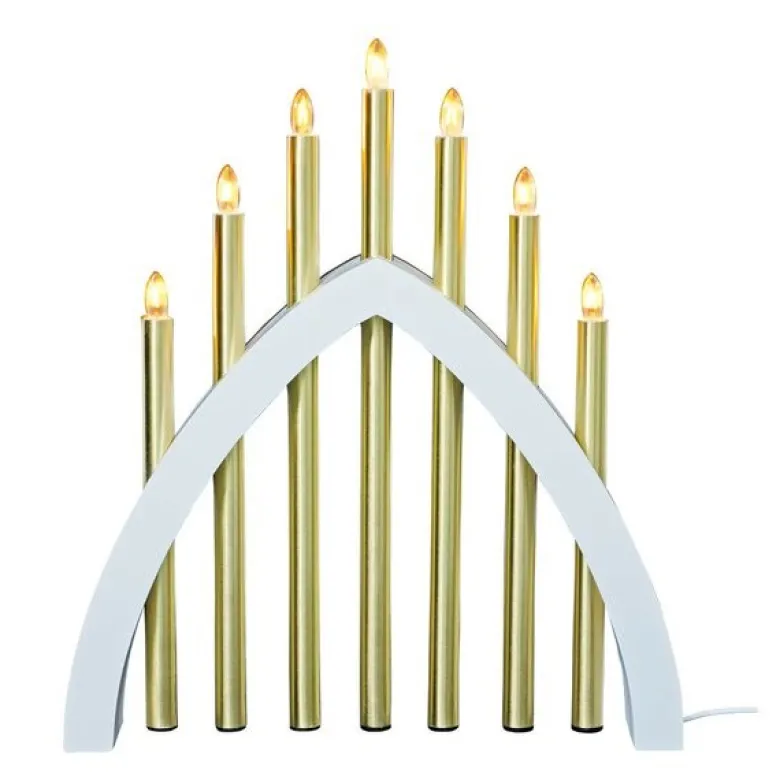Gotland adventsstake 45 cm hvit/matt messing
