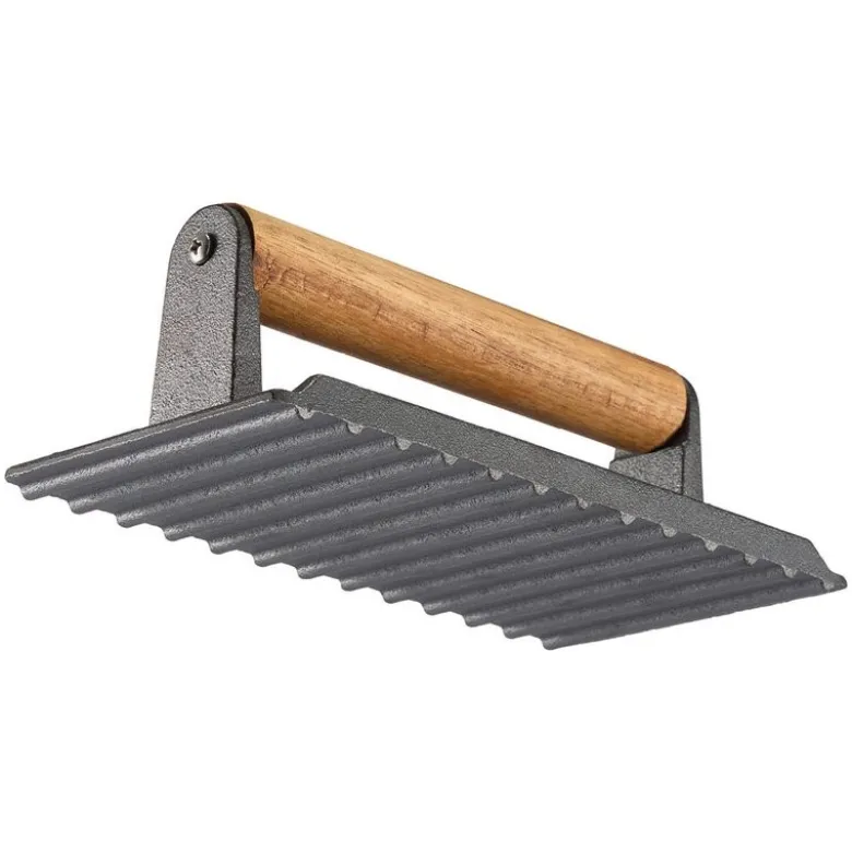 Griffin grillpresse med trehåndtak 20 cm støpejern