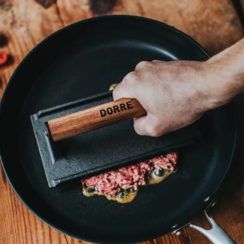 Griffin grillpresse med trehåndtak 20 cm støpejern