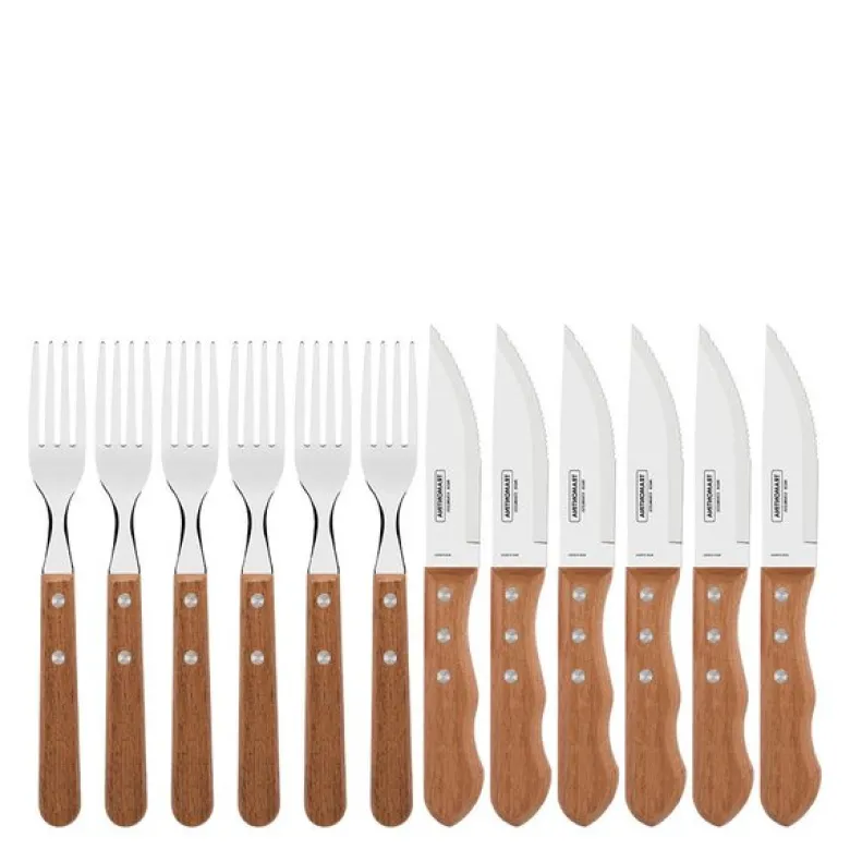 Grillbestikk 12 deler natur/stål