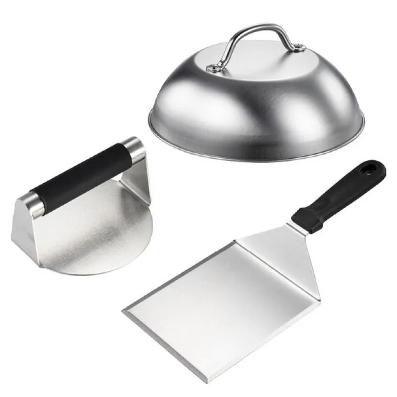 GrillKit burgersett børstet stål/svart