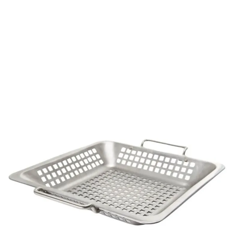 Grillwok perforert 39x35 cm rustfritt stål