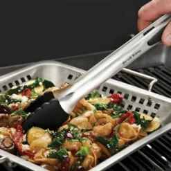 Grillwok perforert 39x35 cm rustfritt stål