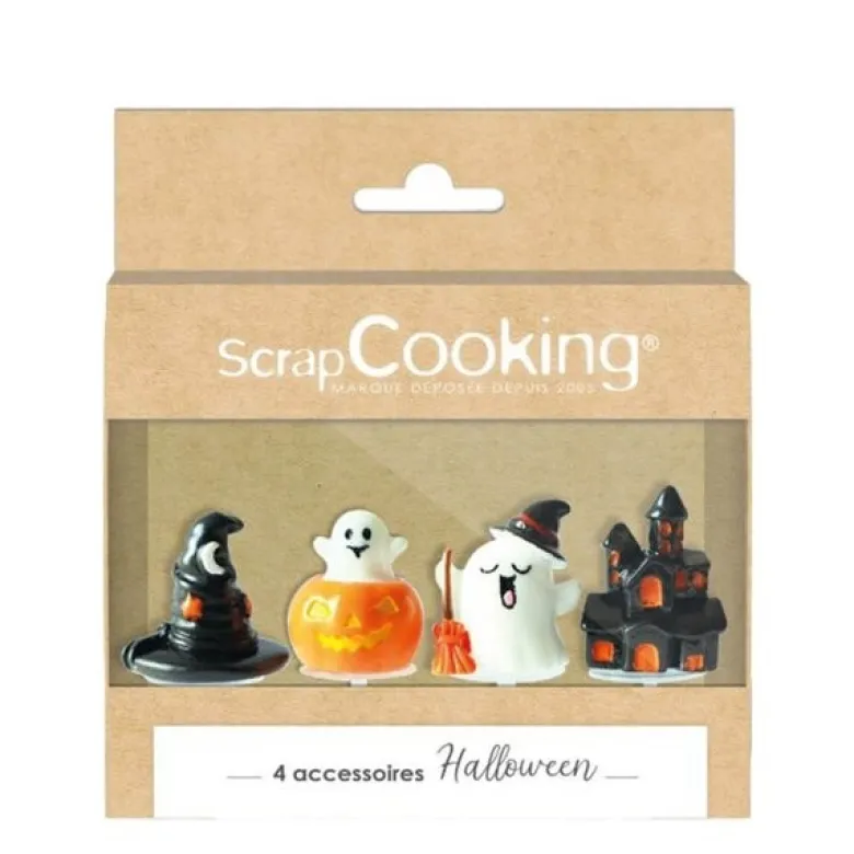 Halloween kakepynt 4 stk multi