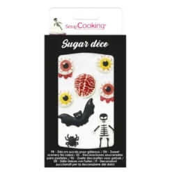Halloween spiselig kakepynt 8 stk svart/rød/hvit