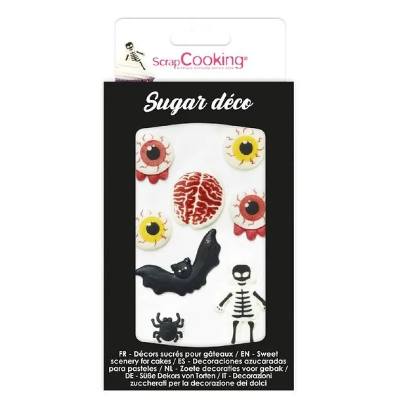 Halloween spiselig kakepynt 8 stk svart/rød/hvit