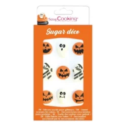 Halloween spiselig kakepynt 9 stk oransje/hvit