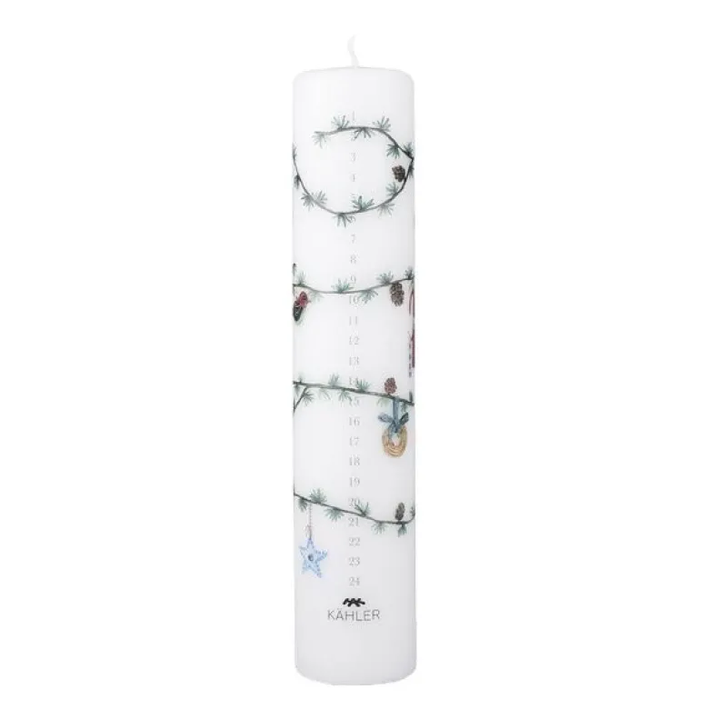 Hammershøi Christmas kalenderlys 2026 25 cm hvit m/dekor
