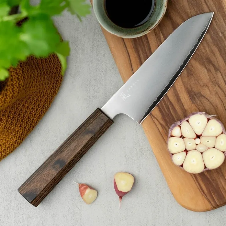 Hana santokukniv 12,5 cm brun