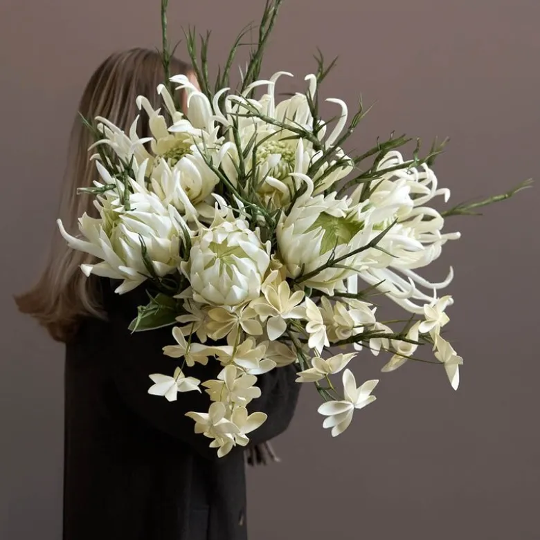 Happia blomsterdekorasjon 7 cm gul