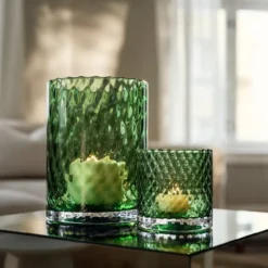 Harlekin lykt/vase 12,5 cm grønn