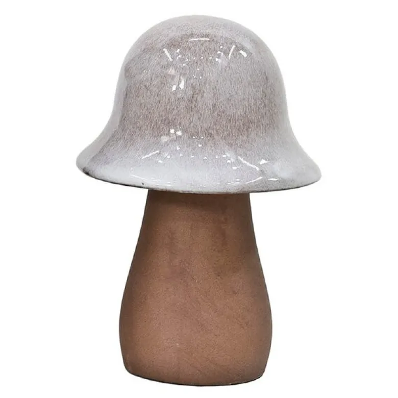 Hatt sopp hagepynt 18 cm grå