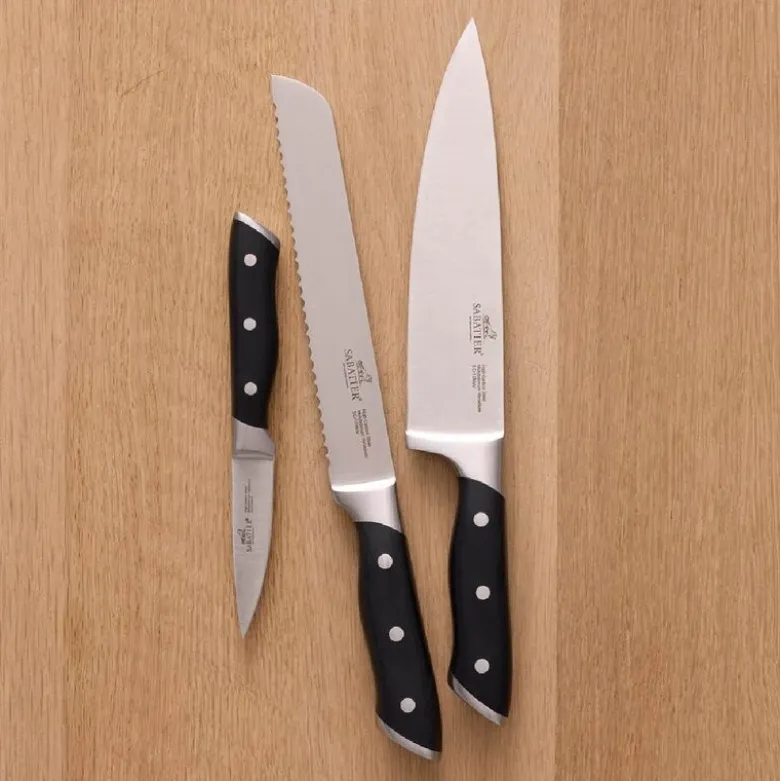 Hercules knivsett 3 deler stål/svart