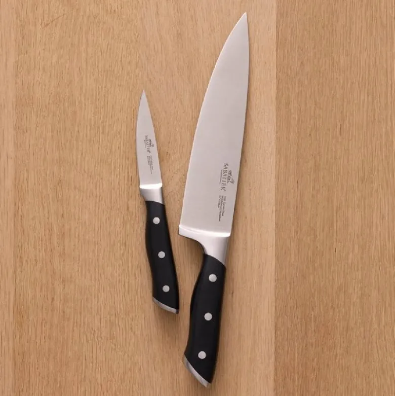 Hercules knivsett 2 deler stål/svart
