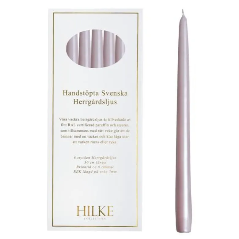 Herregårdslys 30 cm 6 stk blekrosa perle