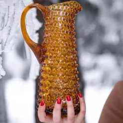 Hobnail karaffel 1L amber 27 cm