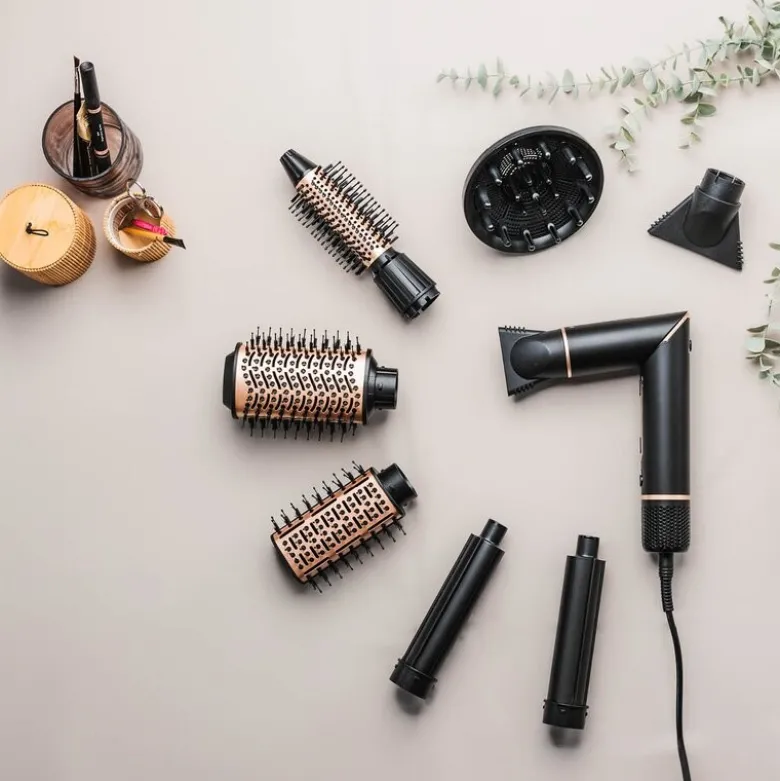 Hot Air Styler Deluxe multistyler og hårføner 8 hoder svart