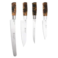 Hunter Premium Chef knivsett 4 deler masurbjørk